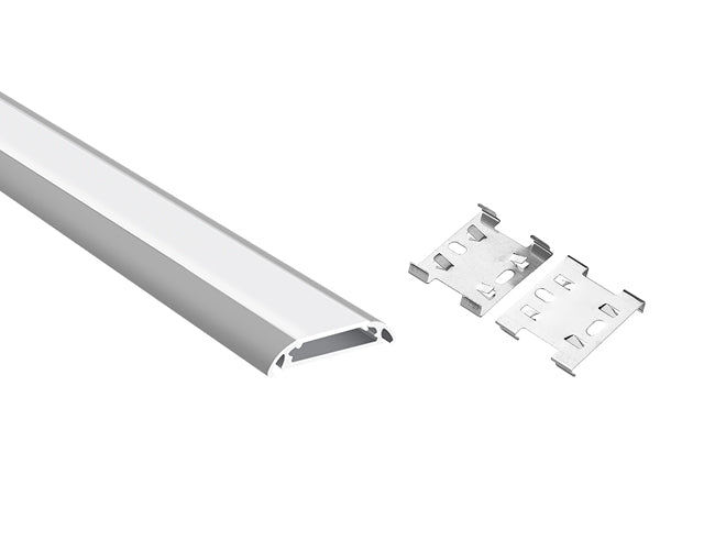 THIN FLAT - YD 2601 Silver Aluminum Channel + Milky Diffuser - 24"/94"/118"