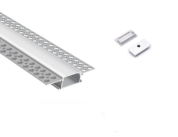 TRIMLESS RECESS - YD 7615 Silver Aluminum Channel + Milky Diffuser - 94" - 9