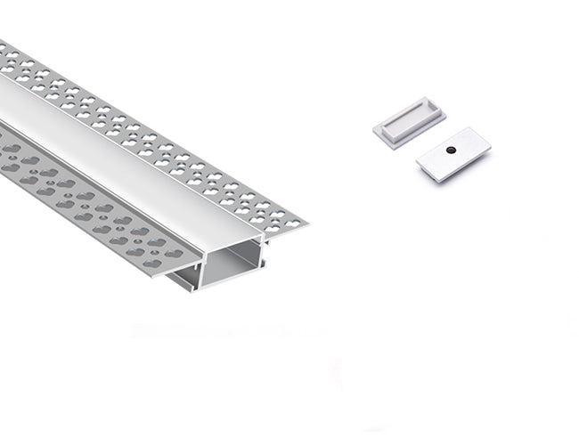 TRIMLESS RECESS - YD 7615 Silver Aluminum Channel + Milky Diffuser - 94"