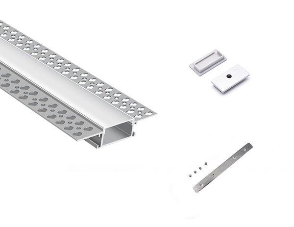 TRIMLESS RECESS - YD 7615 Silver Aluminum Channel + Milky Diffuser - 94" - 10