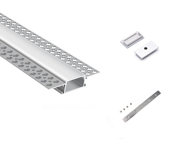 TRIMLESS RECESS - YD 7615 Silver Aluminum Channel + Milky Diffuser - 94"