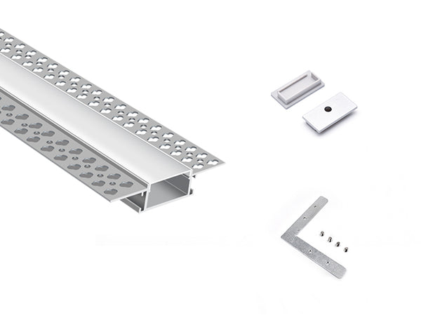 TRIMLESS RECESS - YD 7615 Silver Aluminum Channel + Milky Diffuser - 94" - 11