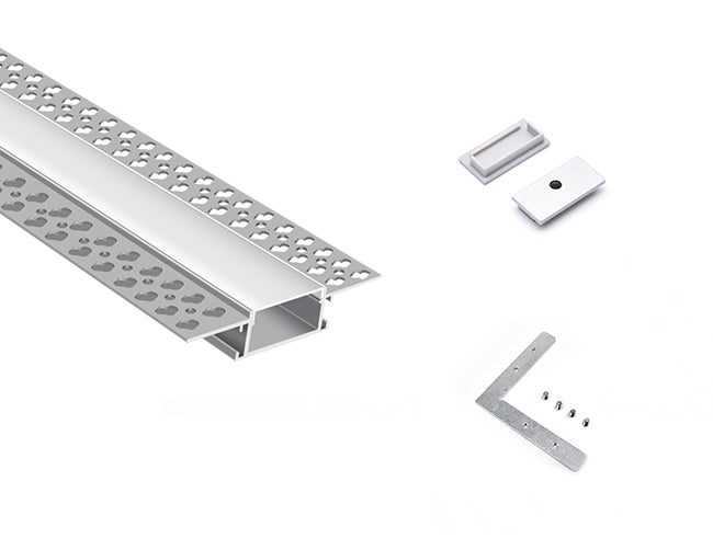 TRIMLESS RECESS - YD 7615 Silver Aluminum Channel + Milky Diffuser - 94"