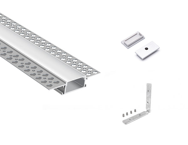 TRIMLESS RECESS - YD 7615 Silver Aluminum Channel + Milky Diffuser - 94" - 12