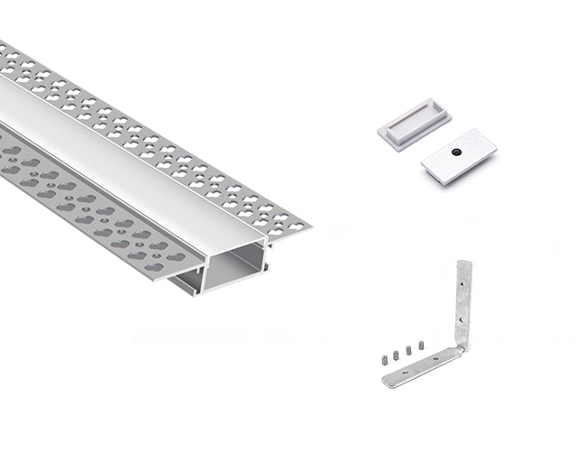 TRIMLESS RECESS - YD 7615 Silver Aluminum Channel + Milky Diffuser - 94"