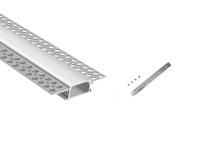 TRIMLESS RECESS - YD 7615 Silver Aluminum Channel + Milky Diffuser - 94"