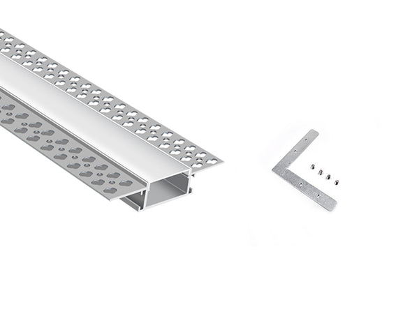 TRIMLESS RECESS - YD 7615 Silver Aluminum Channel + Milky Diffuser - 94" - 14