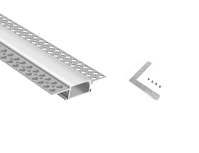 TRIMLESS RECESS - YD 7615 Silver Aluminum Channel + Milky Diffuser - 94"