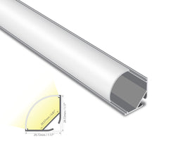 ROUND CORNER-L - YD 2004 Silver Aluminum Channel + Milky Diffuser - 94"