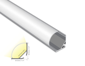 ROUND CORNER-L - YD 2004 Silver Aluminum Channel + Milky Diffuser - 94"