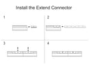 Illustrated instructions for installing an aluminum profile connector between two channels.