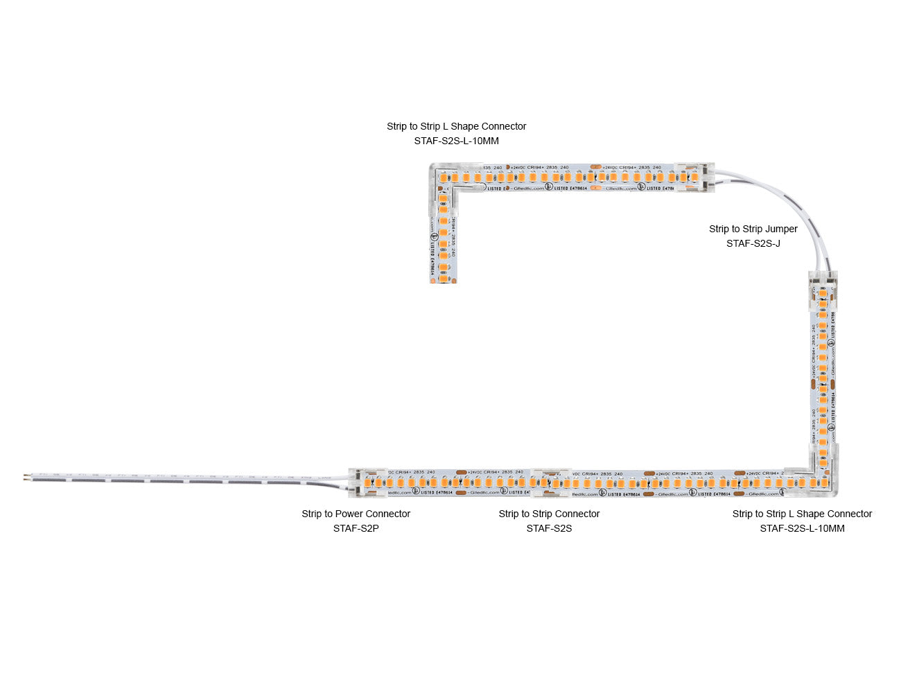 Strip to Strip Connector for Single Color LED Strip Light 10mm STAF-S2S