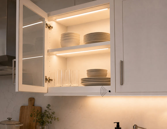 Door Control Sensor with wired independent control, automatically switching cabinet lighting on when the door opens and off when the door closes.