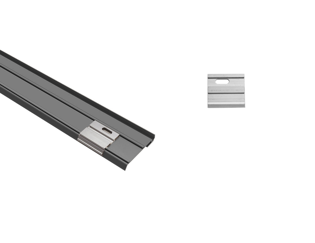 Grey shallow skirt LED profile with milky diffuser for smooth light