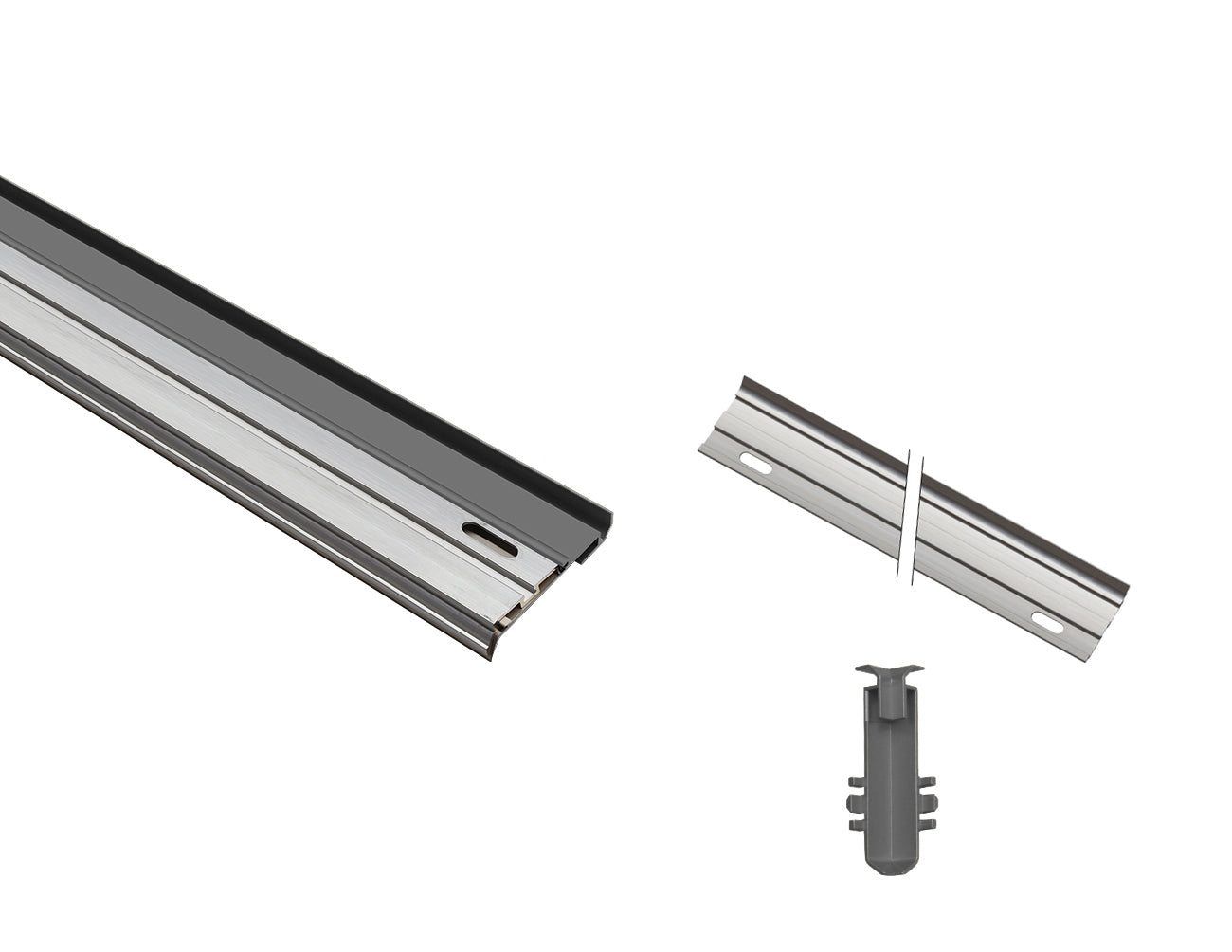 Grey aluminum housing with milky diffuser for baseboard LED lighting