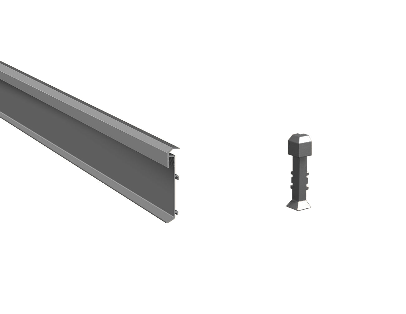 Grey aluminum LED profile designed for 3/16 inch LED strip lights
