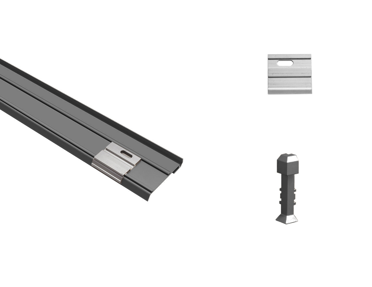 Uniform baseboard illumination with grey aluminum housing and milky cover