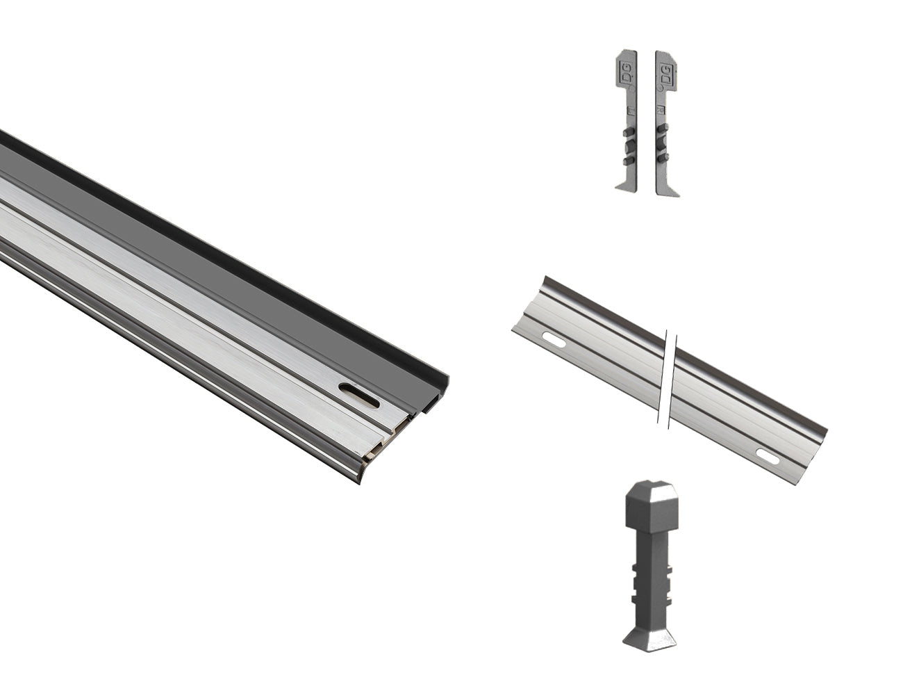 Grey aluminum baseboard LED profile corner connection example
