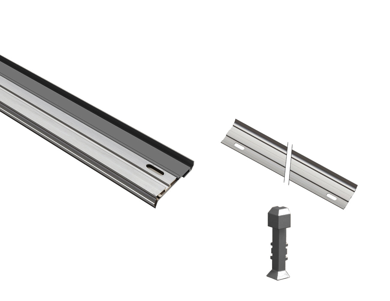 Shallow skirt grey aluminum LED profile with clip mounting system