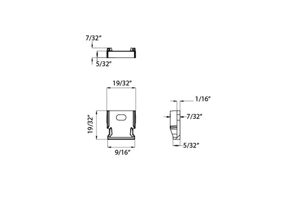 Aluminum Channel Accessories - GLBL507C-GLBL550B End Caps - Grey (pair)