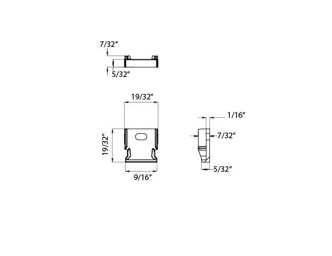 Aluminum Channel Accessories - GLBL507C-GLBL550B End Caps - Grey (pair)