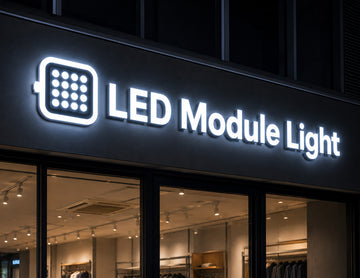 Commercial storefront lightbox signage illuminated by LED 4LED Module - 11000K, delivering ultra-bright cool white illumination for channel letters and outdoor advertising signs.