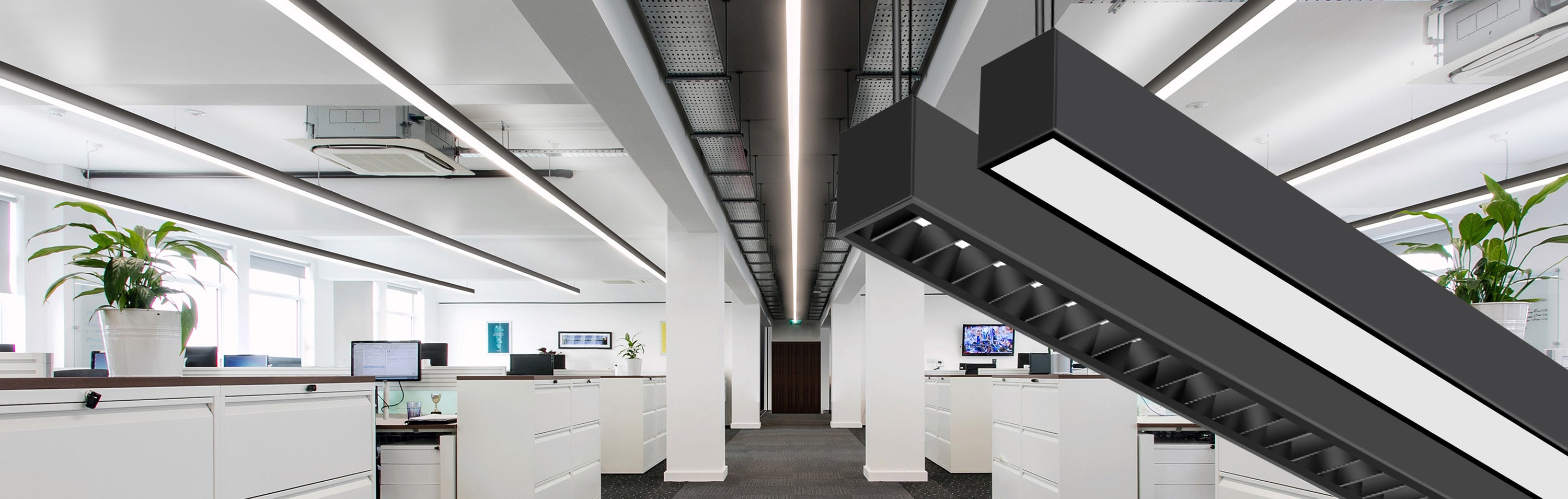 Versatile 8070 LED linear light featuring customizable beam angles with lens options, independent or seamless connection, ideal for offices, retail stores, restaurants, and malls.