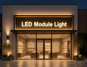LED Module Light - 3000K warm white illuminated storefront signage with uniform lightbox lighting for commercial architectural facade applications by GL LED US LIGHTING