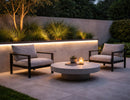 IP67 LED strip light integrated into outdoor garden retaining wall behind seating area, providing warm 3000K linear lighting for patio ambiance and landscape architectural illumination.