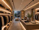 LEGEND7 Series White LED Strip Light with High 97 CRI integrated into fashion retail displays for accurate clothing colors and continuous shelf illumination.