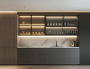 Modern kitchen undercabinet light installation with linear LED cabinet lighting and wave sensor dimmer by GL LED US Lighting.