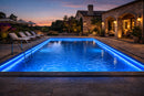 RGBW LED Swimming Pool Light Strip - Side Bend installed along villa pool perimeter, delivering uniform architectural LED strip lighting for outdoor residential projects.