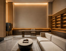 VERO3.1 Series Flexible LED Tape Light integrated into ceiling coves, wall accents and display shelves for warm, continuous architectural lighting in a modern interior.