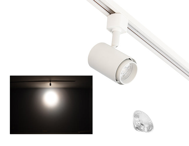 White LED Track Light - Dim to Warm 10W model with a smaller interchangeable lens.