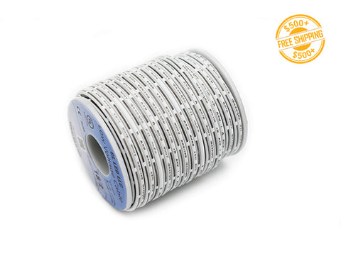 Side view of 18AWG DC 2 Conductor Wire - White 50ft; a label of free shipping for orders over $500 is shown as well. 