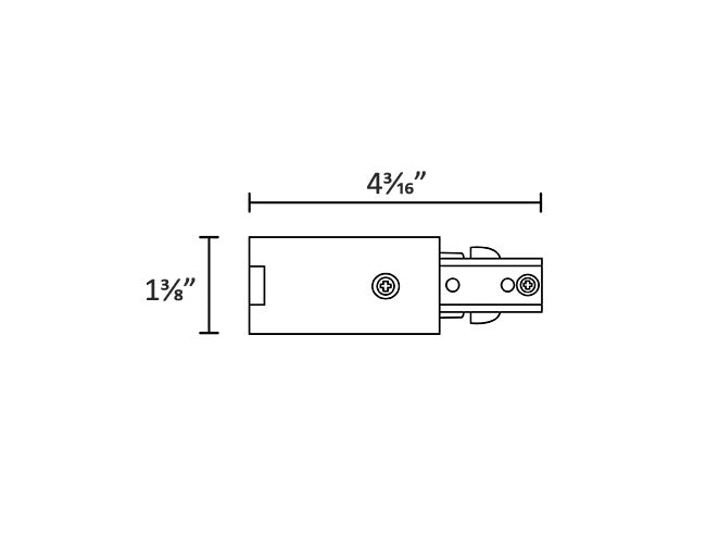 Dimensions of Single Circuit Track System - H Type - Live-End Connector.