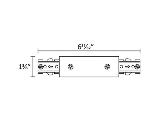 Dimensions of Single Circuit Track System - H Type - Middle Connector.