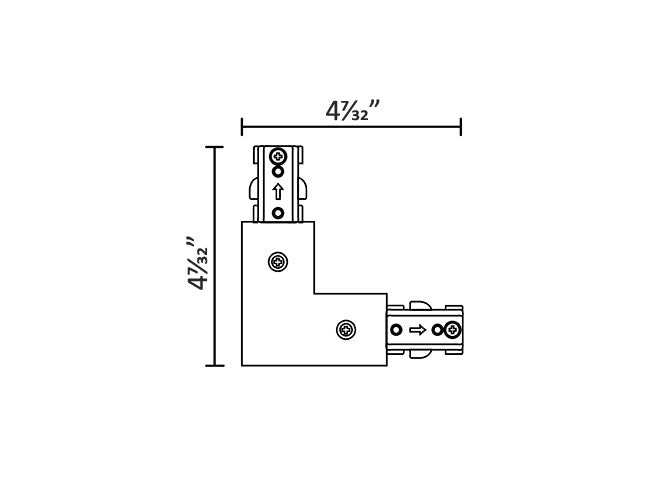 Dimensions of Single Circuit Track System - H Type - L Connector.