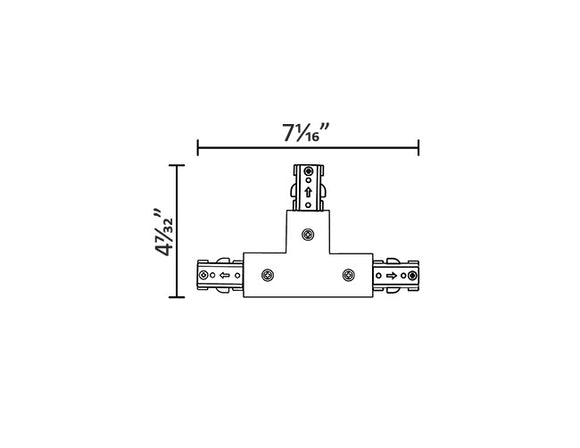 Dimensions of Single Circuit Track System - H Type - T Connector.