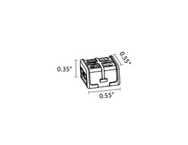 Dimensions of the strip to strip connector for single color LED strip lights.