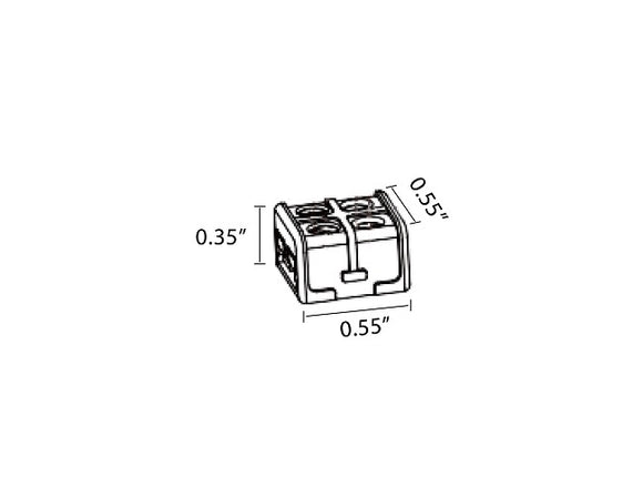 Dimensions of the strip to strip connector for single color LED strip lights.