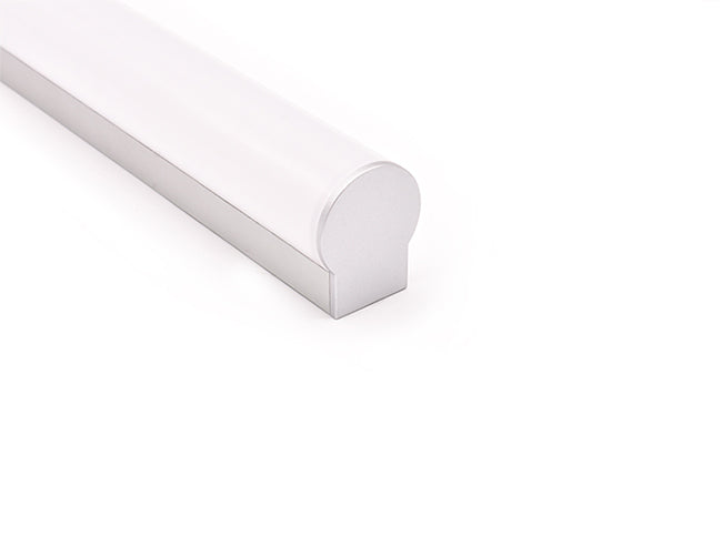 LED Aluminum Channel ROUND SURFACE Accessories - A 2033 End Caps installed on LED aluminum extrusion A-2033.