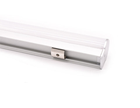 LED Aluminum Channel ROUND SURFACE Accessories - A 2033 Metal Clips installed on an LED aluminum extrusion A-2033.