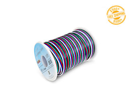Side view of 20AWG 5 Conductor Wire - RGBW 50ft; a label of free shipping for orders over $500 is shown as well.