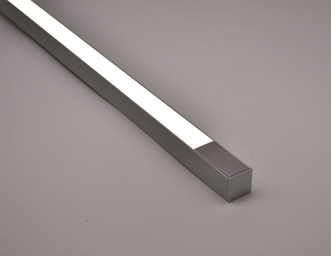 A section of LED aluminum channel ES-2525 with lighted LED strip light inside.