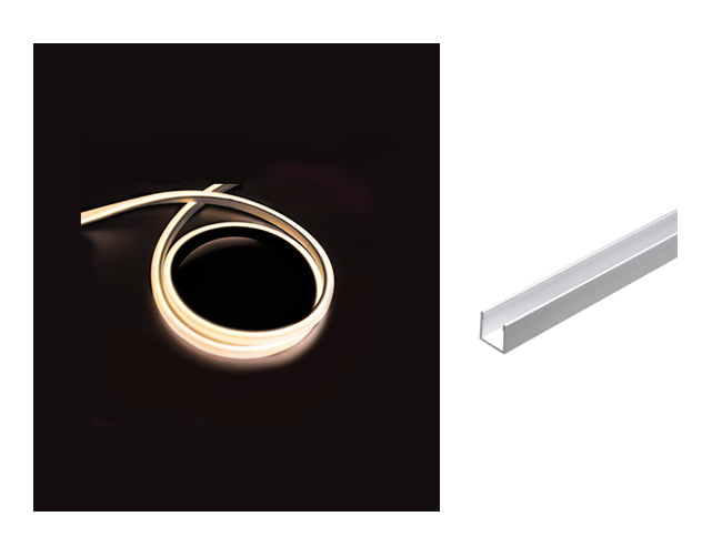 The deep aluminum channel for surface mounting the 3D neon LED lights.