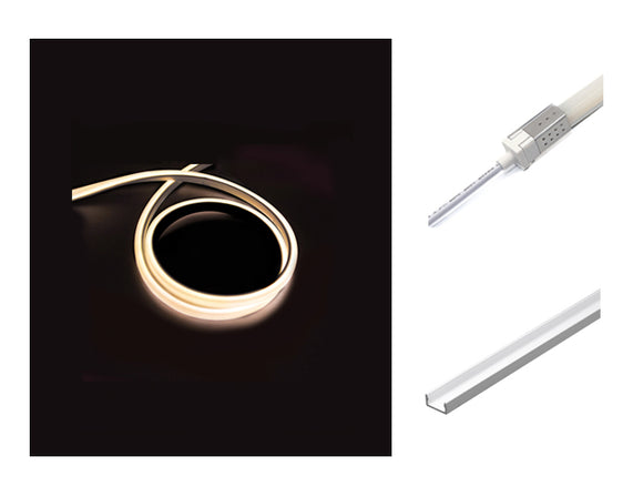 The 3D neon LED lights, a rear power feed kit, and an aluminum channel.