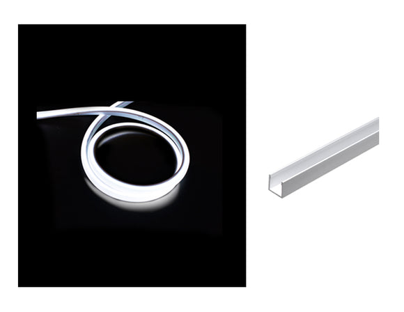 The deep aluminum channel for surface mounting the 3D neon LED lights.