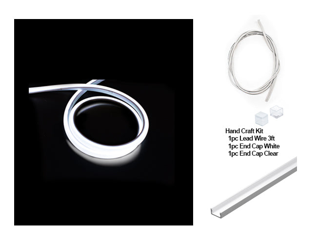 The 3D neon LED lights, a hand craft kit, and an aluminum channel.