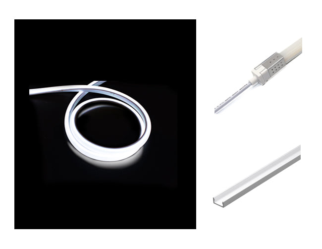The 3D neon LED lights, a rear power feed kit, and an aluminum channel.